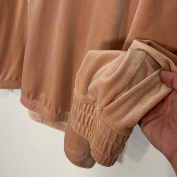 FILA Soft Blush Pink Embroidered Lettering Quarter Zip Velour Sweatshirt Hoodie - Picture 4 of 9